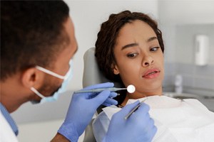 Woman with dental anxiety